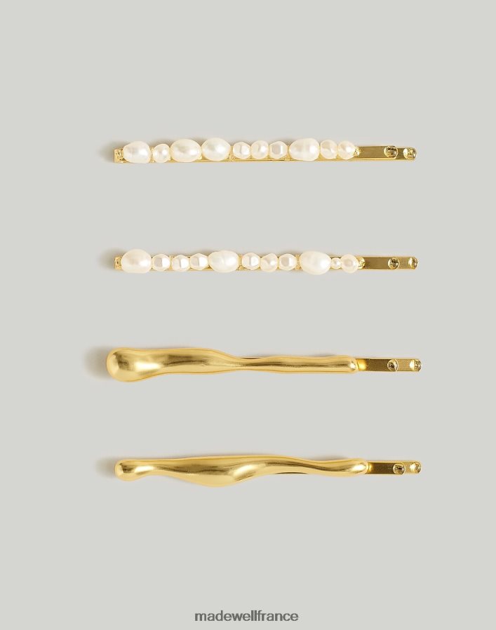 accessoires fr Madewell femmes lot de quatre barrettes à cheveux sculpturales en perles or vintage DX8828775