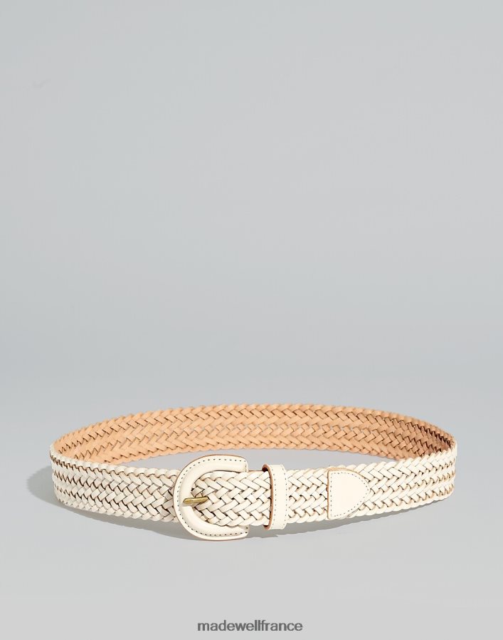 accessoires fr Madewell femmes ceinture en cuir tressé huître pâle DX8828750