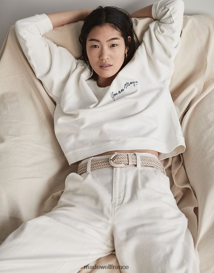 accessoires fr Madewell femmes ceinture en cuir tressé huître pâle DX8828750