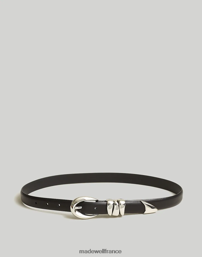 accessoires fr Madewell femmes grosse ceinture en cuir métallisé vrai noir DX8828757