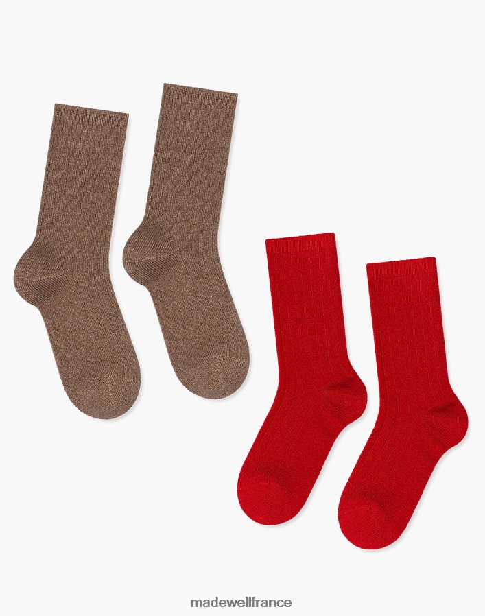 accessoires fr Madewell femmes Hansel from Basel, lot de deux chaussettes côtelées confortables en mélange de cachemire italien gris foncé DX88281026