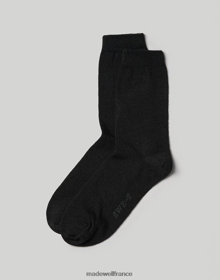 accessoires fr Madewell femmes bas suédois chaussettes en laine johanna noir DX88282307
