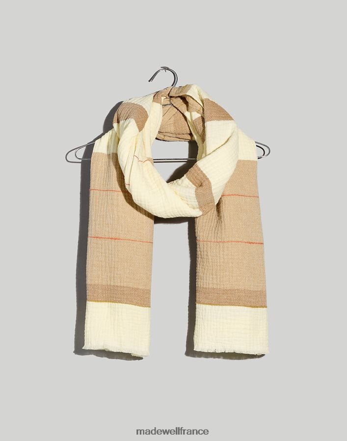 accessoires fr Madewell femmes écharpe texturée à rayures crème antique DX88281000