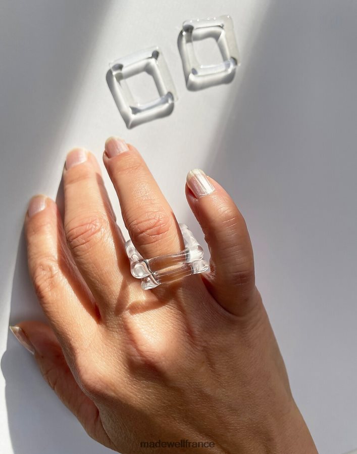 bijoux fr Madewell femmes bague carrée en verre transparent jane d'arensbourg une couleur DX88281475