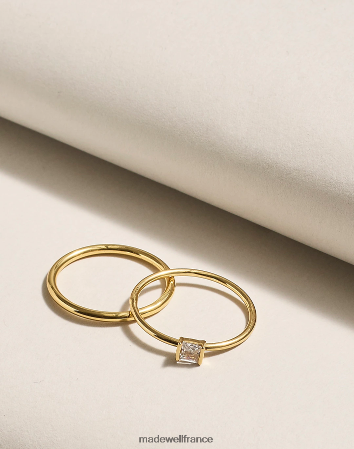 bijoux fr Madewell femmes ensemble de bagues superposées demi-fines collection délicate topaze blanche DX8828972