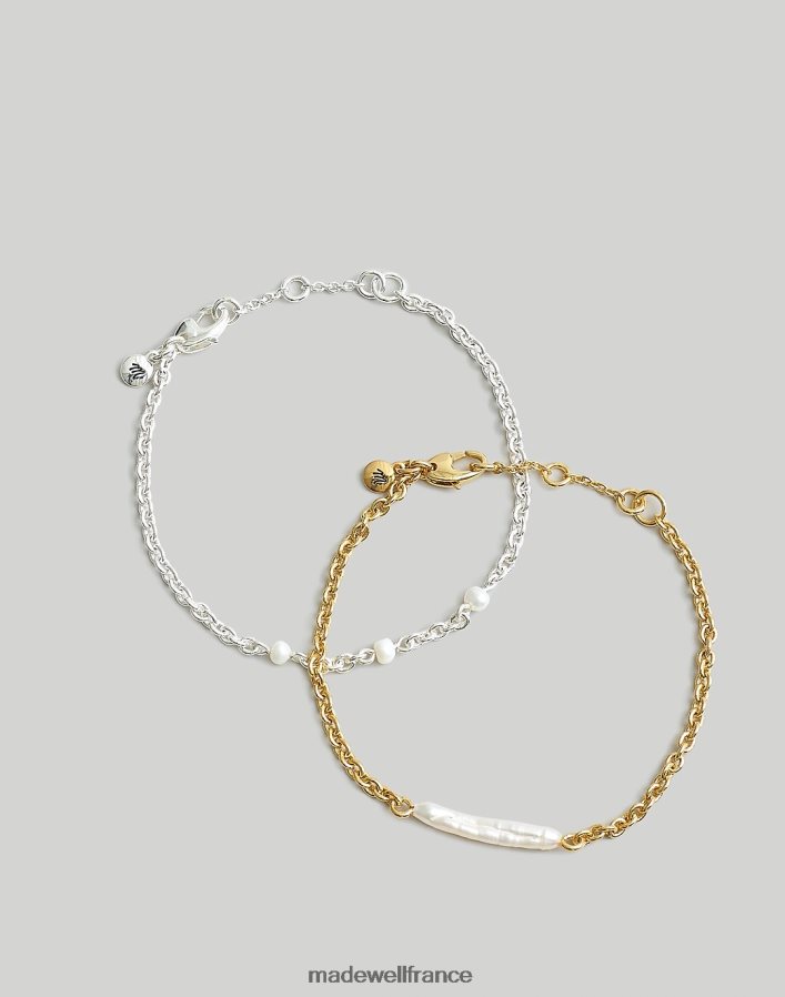 bijoux fr Madewell femmes lot de deux bracelets en perles moulées or pâle DX8828837