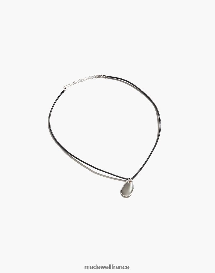 accessoires fr Madewell femmes maslo bijoux collier pendentif galet cordon sterling argent DX88281895