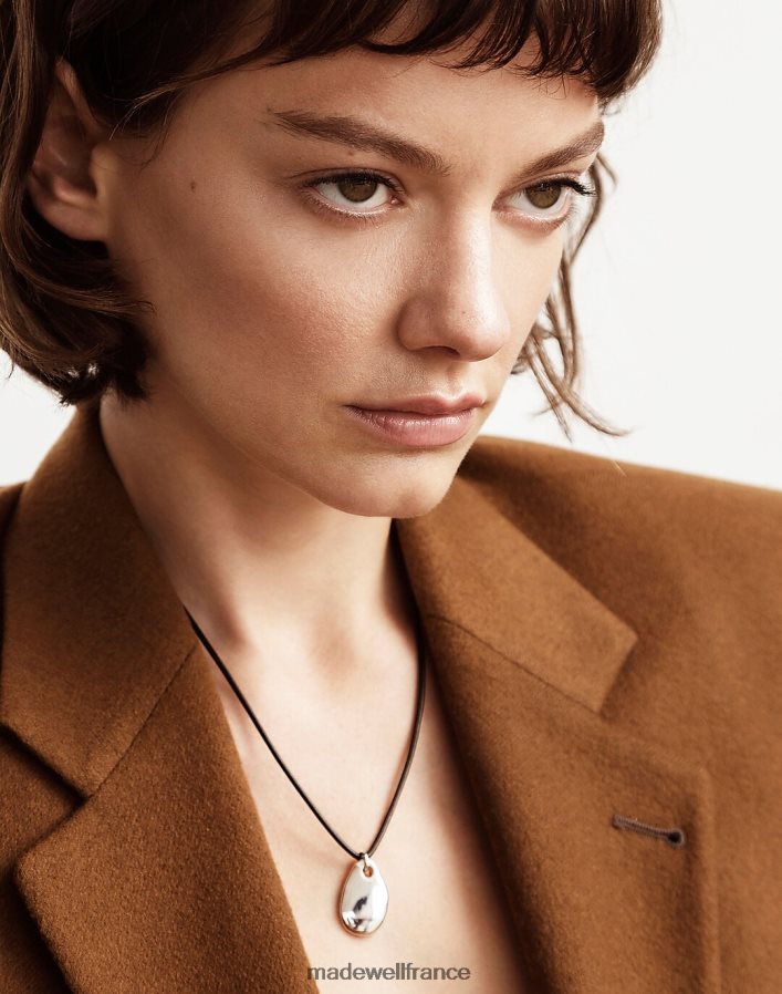 accessoires fr Madewell femmes maslo bijoux collier pendentif galet cordon sterling argent DX88281895