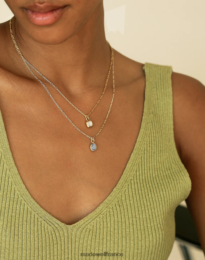 bijoux fr Madewell femmes collier à breloques ovales Cled bleu clair DX88281800