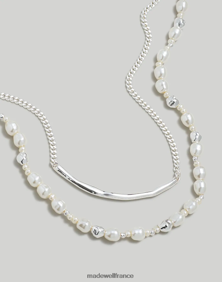bijoux fr Madewell femmes lot de deux colliers chaîne de perles d'eau douce bœuf argenté clair DX8828934