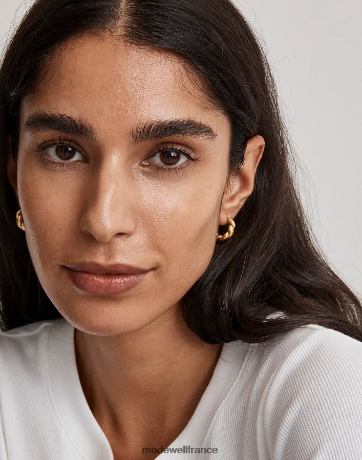 bijoux fr Madewell femmes boucles d'oreilles cerceau huggie gonflées torsadées or vintage DX8828921