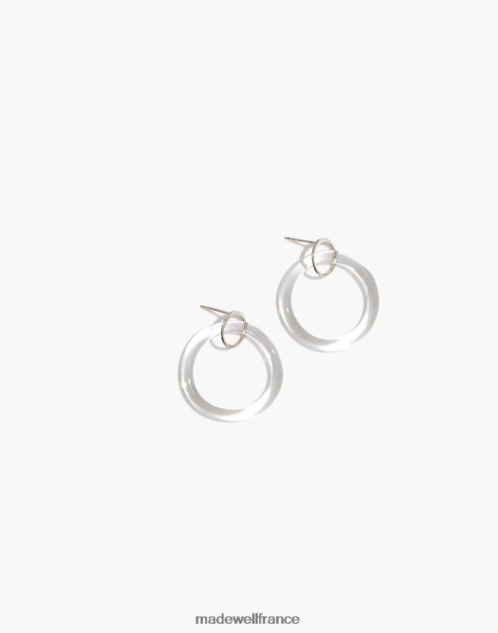 bijoux fr Madewell femmes boucles d'oreilles créoles en verre transparent cercle Jane d'Arensbourg une couleur DX88281568