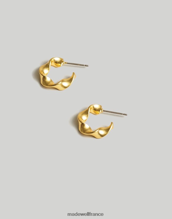 bijoux fr Madewell femmes boucles d'oreilles créoles huggie à ruban torsadé or vintage DX8828844
