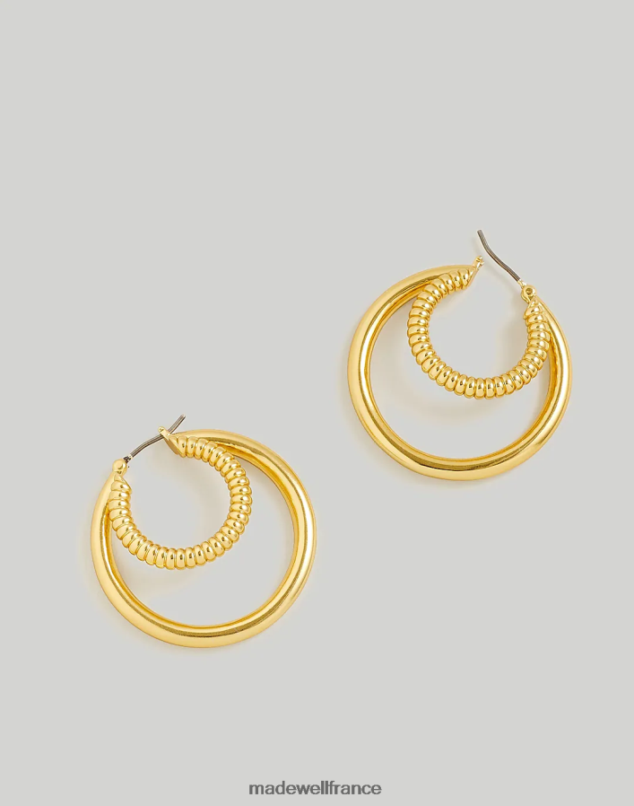 bijoux fr Madewell femmes boucles d'oreilles doubles côtelées or vintage DX8828872