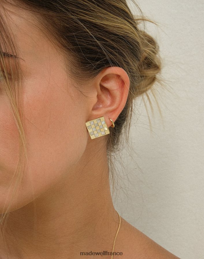 bijoux fr Madewell femmes boucles d'oreilles muns ajedrez or DX88281971