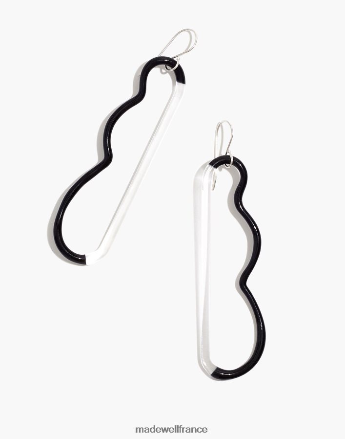 bijoux fr Madewell femmes boucles d'oreilles vague et verre transparent jane d'arensbourg noir DX88281570