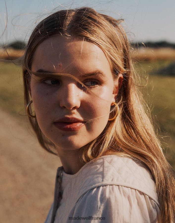 bijoux fr Madewell femmes grosses boucles d'oreilles créoles bœuf argenté clair DX8828864