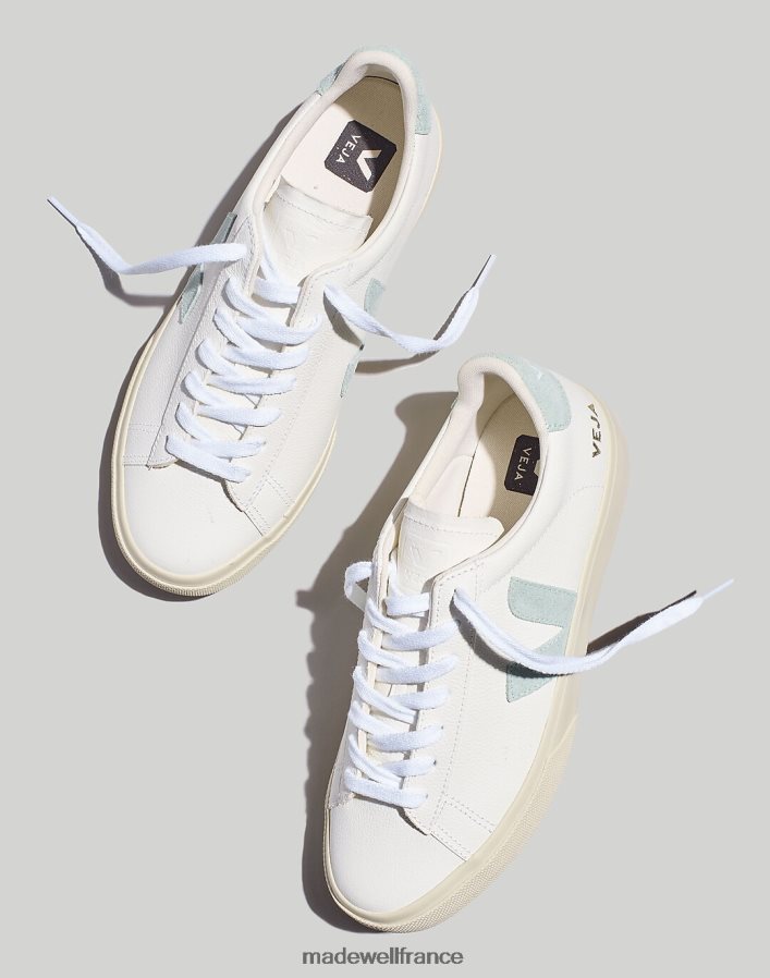 chaussure fr Madewell femmes baskets veja campo en cuir matcha extra blanc DX88282384