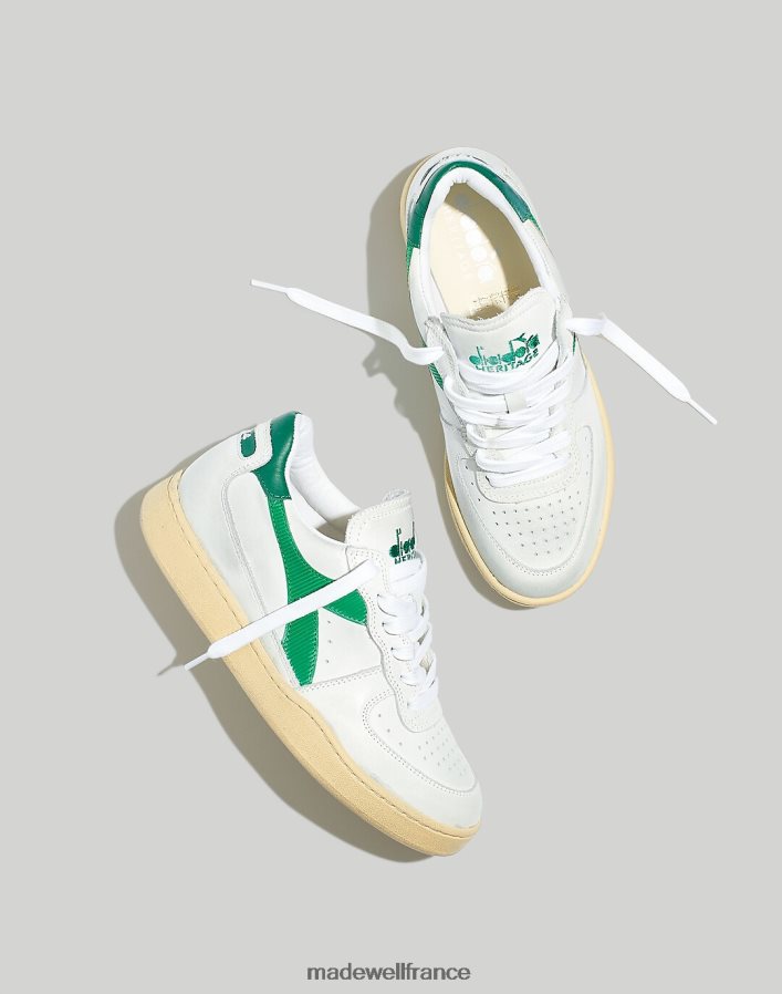 chaussure fr Madewell femmes diadora mi basket lo baskets d'occasion blanc/vert verdoyant DX88282785