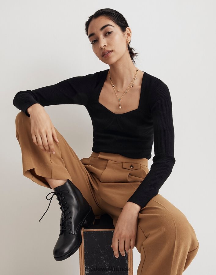 chaussure fr Madewell femmes la botte à lacets shelton vrai noir DX88282615