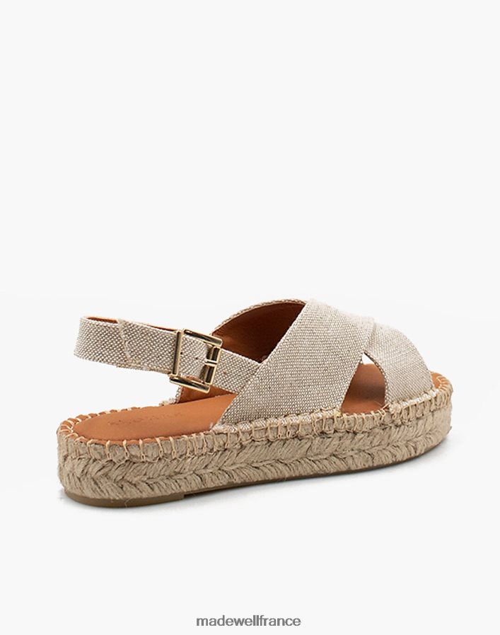 chaussure fr Madewell femmes Sandales espadrilles bicolores à plateforme croisée en lin alohas amande DX88282729