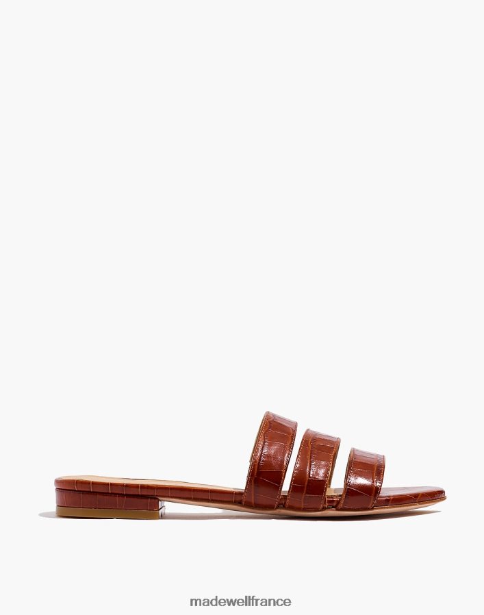 chaussure fr Madewell femmes ma'am shoes - sandales à enfiler cj en cuir embossé croco Cognac DX88281520