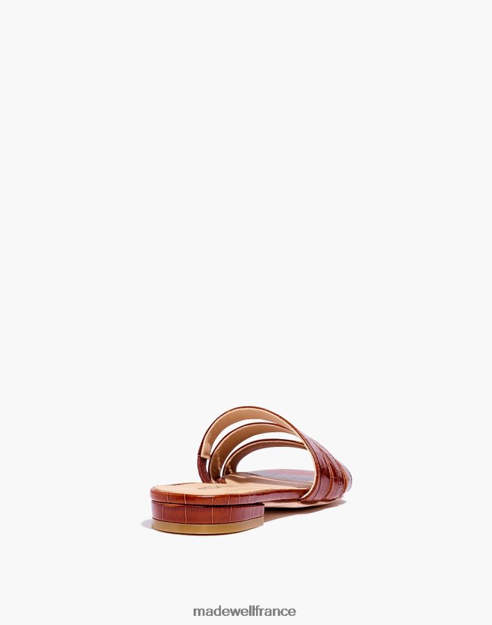 chaussure fr Madewell femmes ma'am shoes - sandales à enfiler cj en cuir embossé croco Cognac DX88281520