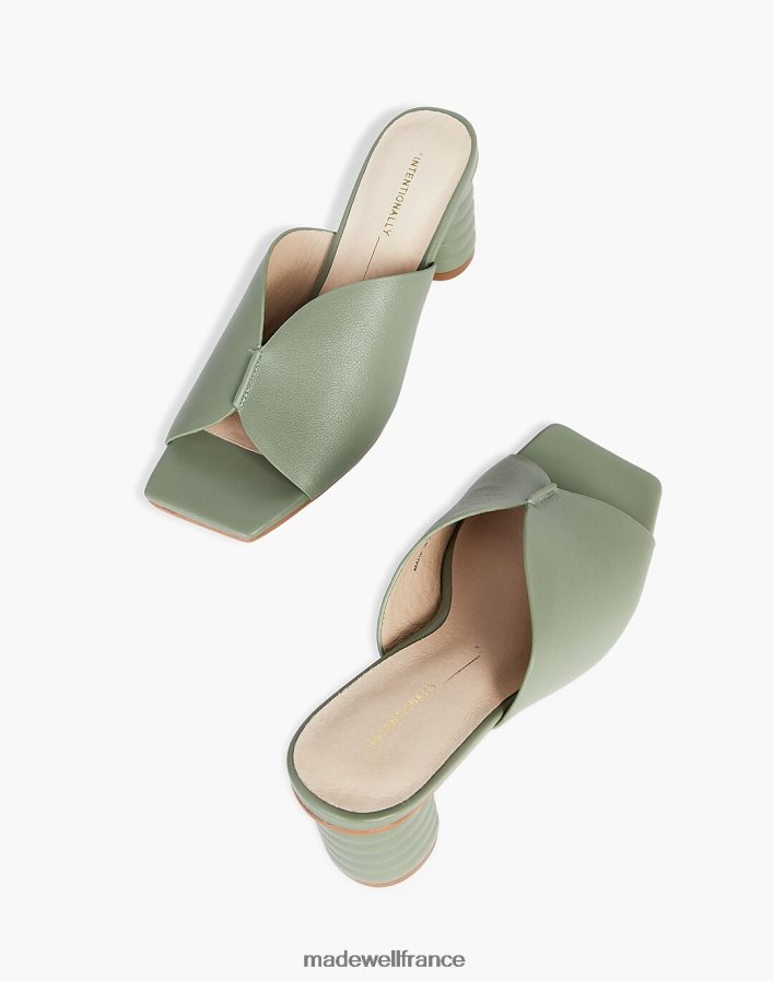 chaussure fr Madewell femmes mules kamika en cuir intentionnellement vierges vert clair DX88282737