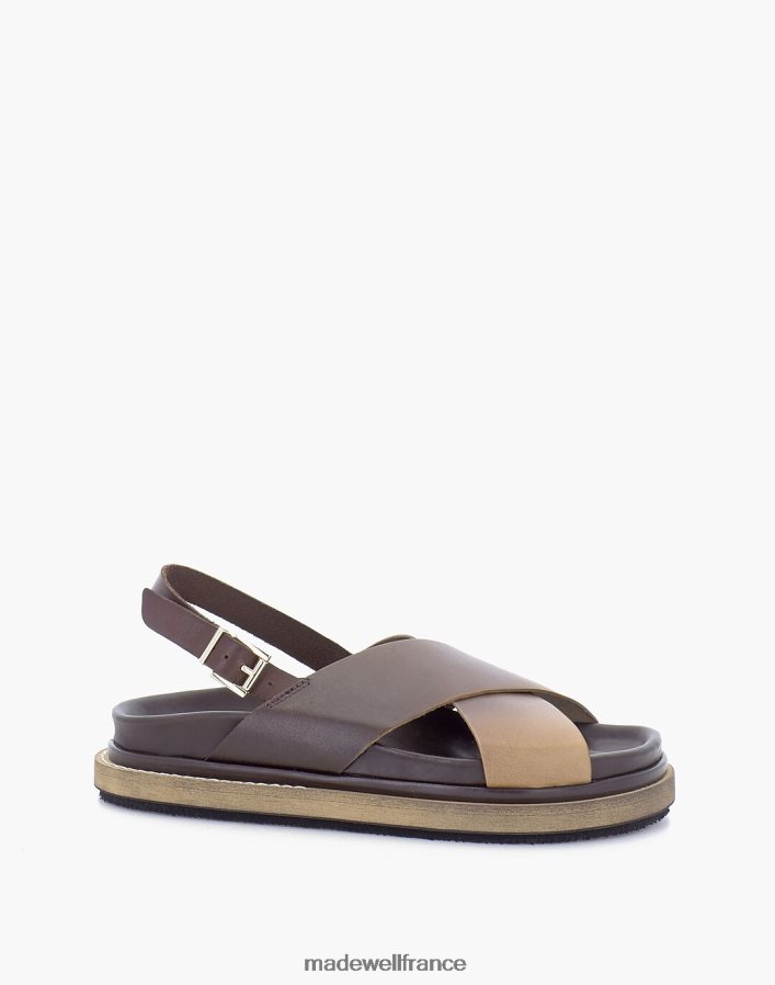 chaussure fr Madewell femmes sandales alohas en cuir guimauve brun DX88282728