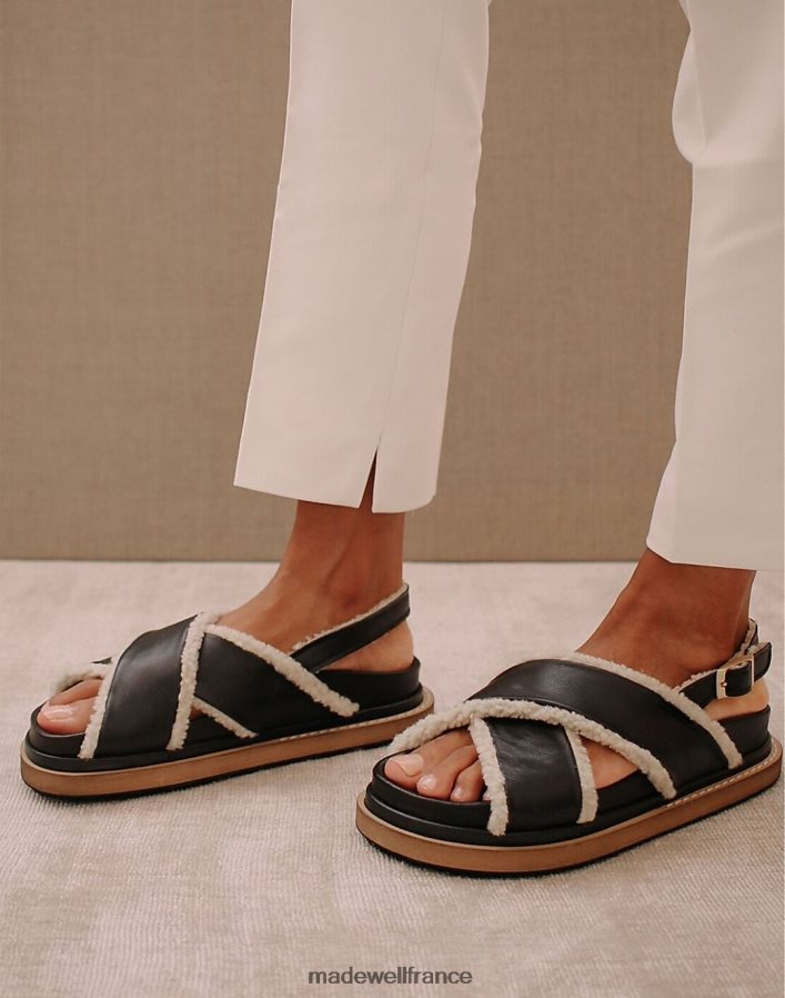 chaussure fr Madewell femmes sandales alohas en cuir guimauve noir DX88282733