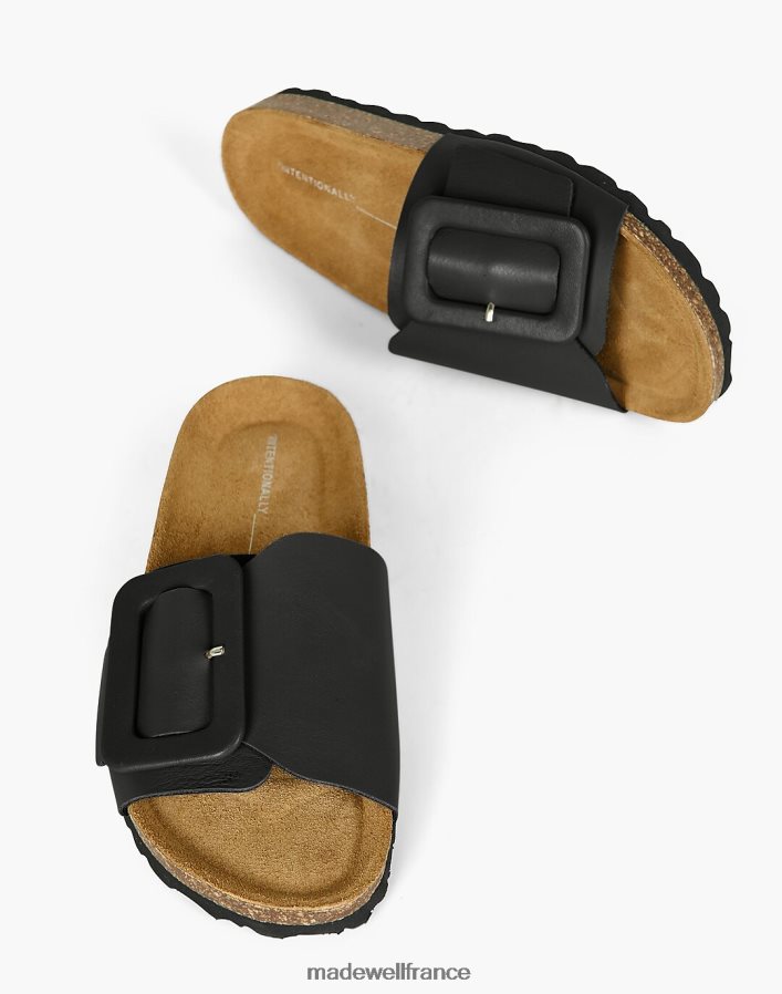 chaussure fr Madewell femmes sandales à enfiler Clarice en cuir intentionnellement vierges noir DX88281673