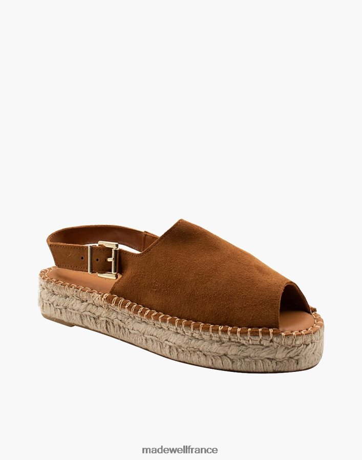 chaussure fr Madewell femmes sandales espadrilles en cuir à bride arrière alohas chameau DX88282711