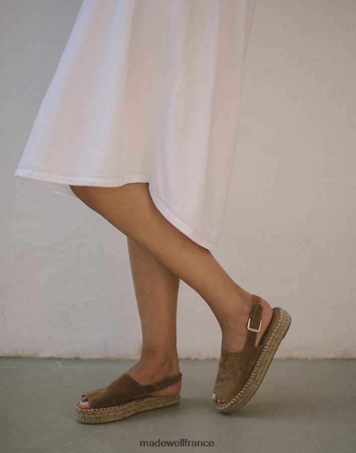 chaussure fr Madewell femmes sandales espadrilles en cuir à bride arrière alohas chameau DX88282711