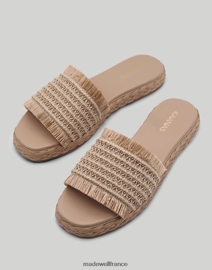 chaussure fr Madewell femmes toboggan à plateforme en raphia effiloché conchal kaanas naturel DX88281700