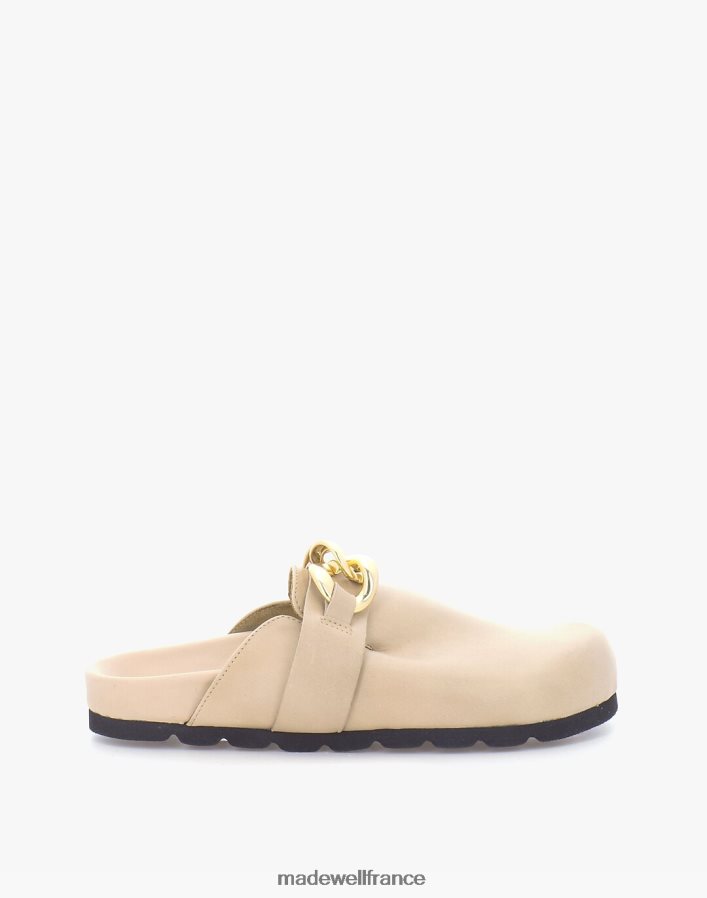 chaussure fr Madewell femmes sabots en cuir avec chaîne de cheminée alohas brun clair DX88281185