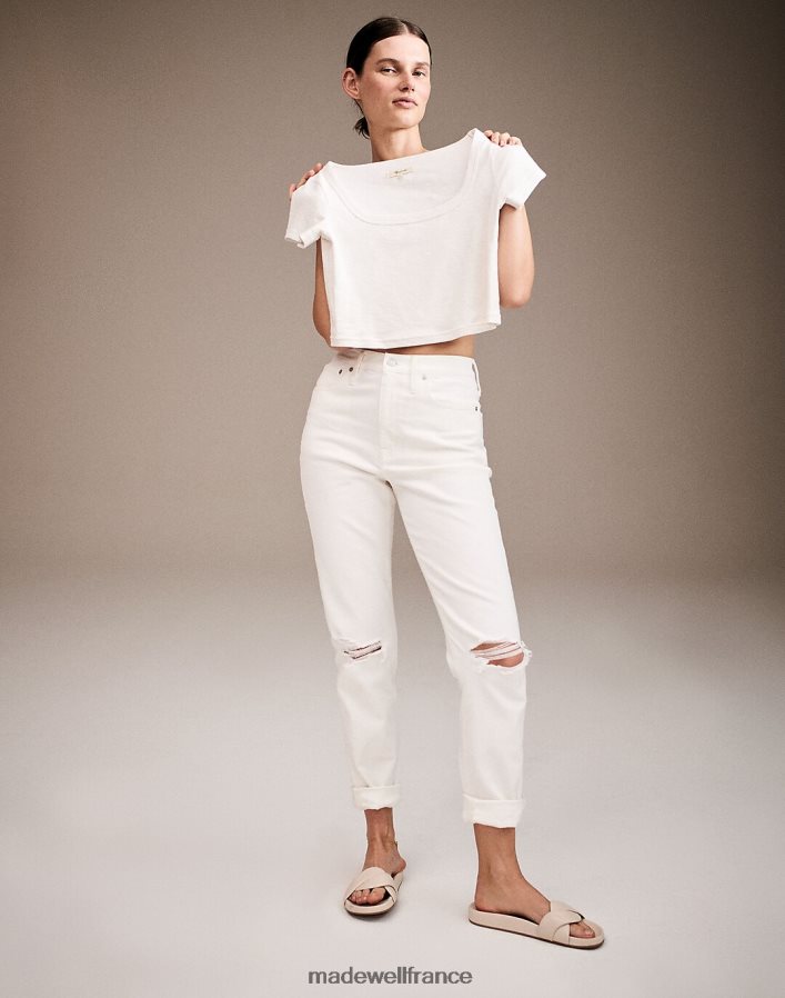 vêtements fr Madewell femmes le boyjean slim taille haute carrelage blanc DX88282560