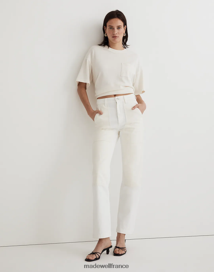 vêtements fr Madewell femmes le jean droit des années 90 : édition workwear bicolore carrelage blanc toile vintage DX88282469