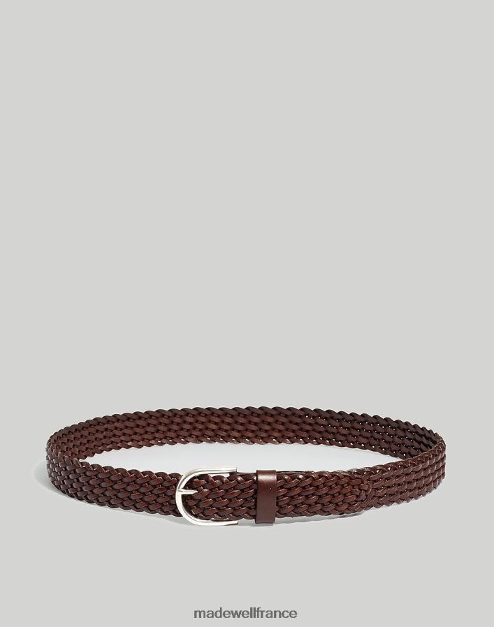accessoires fr Madewell Hommes ceinture en cuir tressé vrai noir DX882817