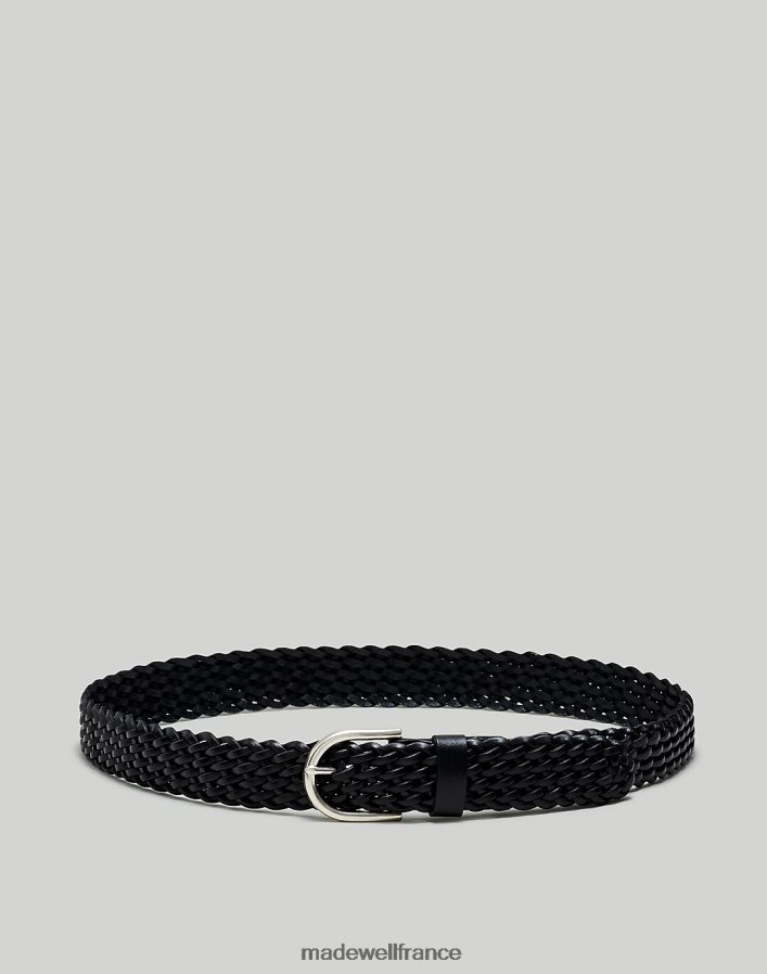 accessoires fr Madewell Hommes ceinture en cuir tressé vrai noir DX882818