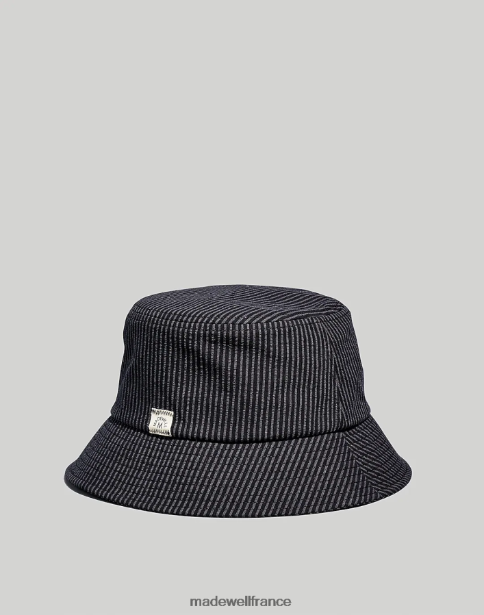 accessoires fr Madewell Hommes chapeau bob en seersucker vrai noir DX882834