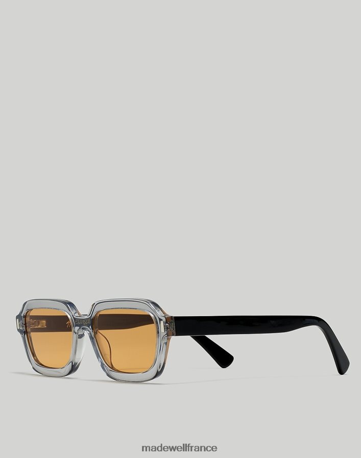 accessoires fr Madewell Hommes lunettes de soleil rectangulaires arrondies en acétate cristal noir multi DX882857
