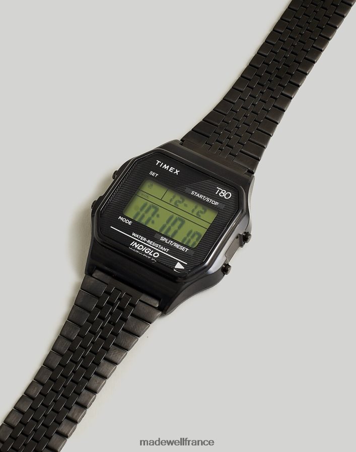 accessoires fr Madewell Hommes montre timex t80 34 mm à bracelet extensible en acier inoxydable noir DX8828594
