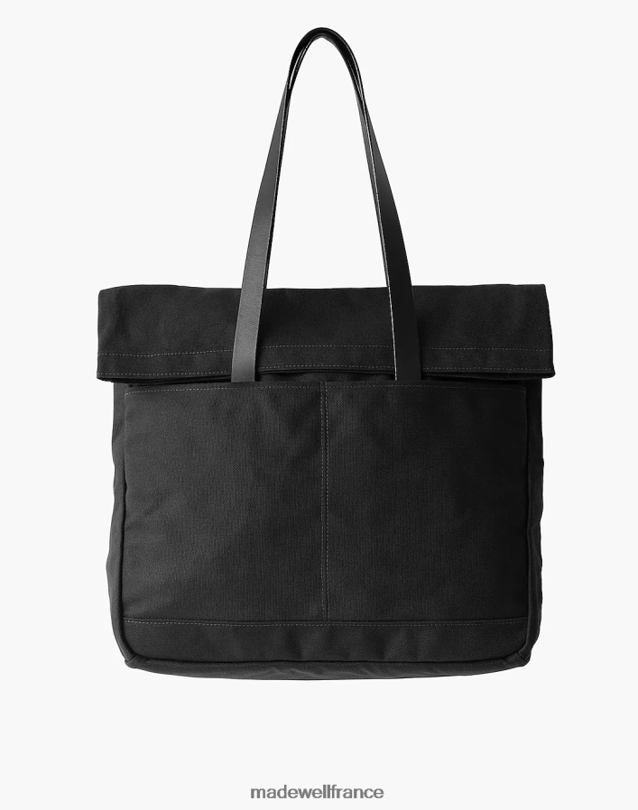 accessoires fr Madewell Hommes sac week-end pliable en toile et cuir makr noir DX88285