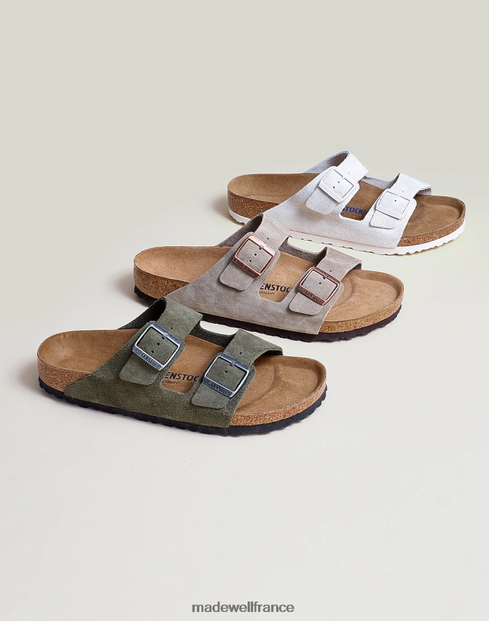 chaussure fr Madewell Hommes sandales arizona en daim birkenstock blanc antique DX8828400