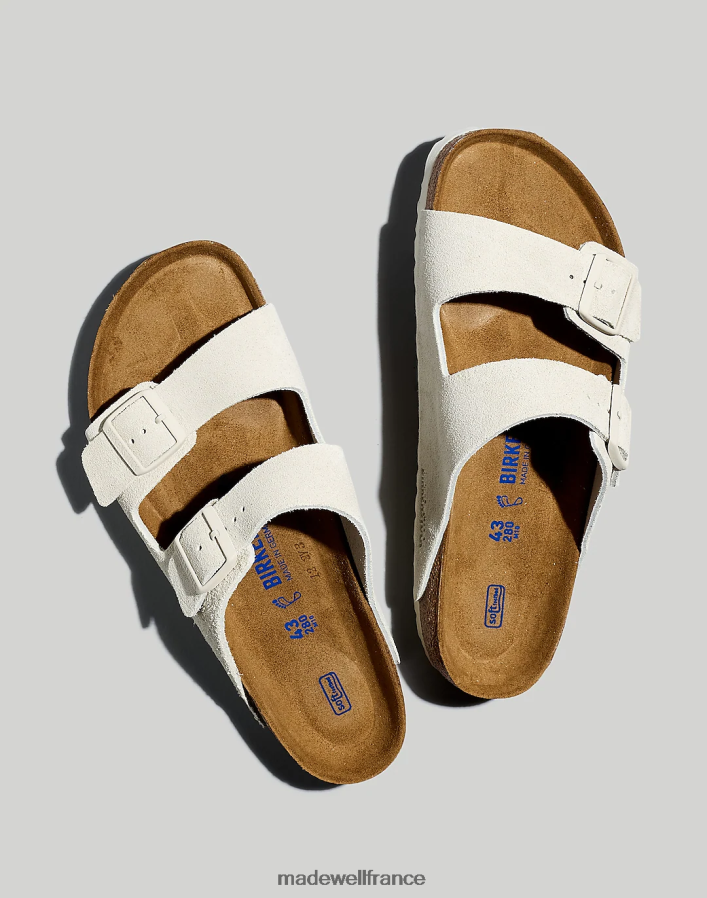 chaussure fr Madewell Hommes sandales arizona en daim birkenstock blanc antique DX8828400