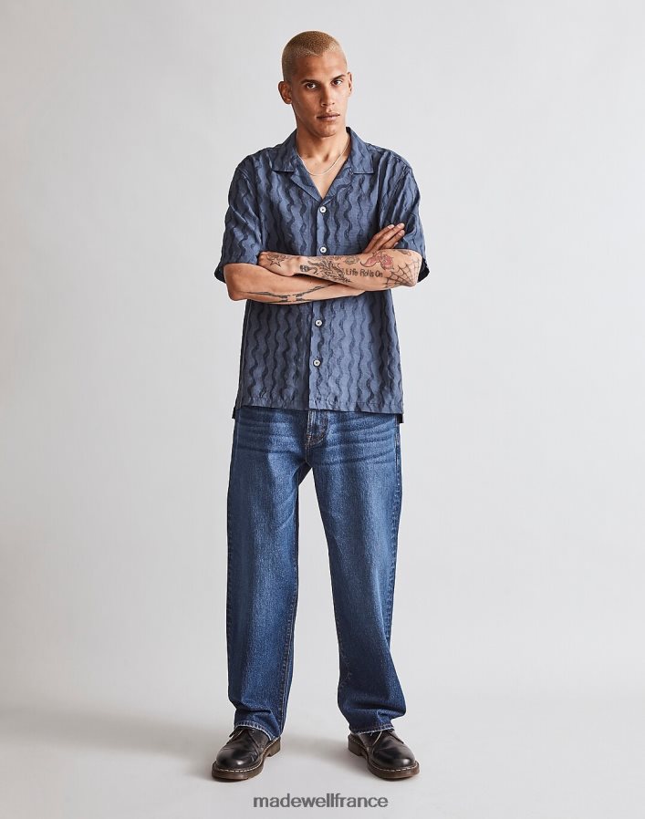vêtements fr Madewell Hommes chemise boxy à manches courtes en jacquard chaud minuit DX8828244