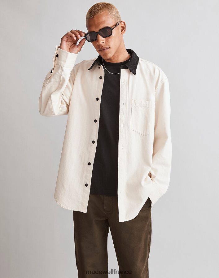 vêtements fr Madewell Hommes chemise easy en jean à col en velours côtelé naturel DX8828243