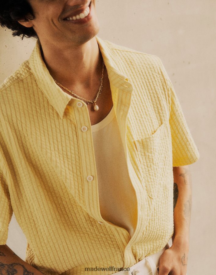 vêtements fr Madewell Hommes chemise facile à manches courtes en seersucker large camomille DX8828248