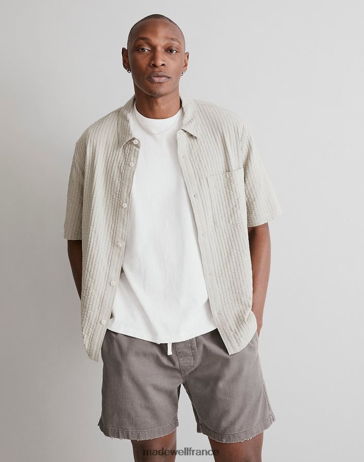 vêtements fr Madewell Hommes chemise facile à manches courtes en seersucker large olive lavée DX8828247