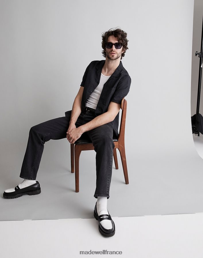 vêtements fr Madewell Hommes chemise facile à manches courtes en seersucker vrai noir DX8828271